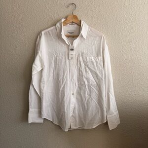Abercrombie & Fitch White Casual Button Down Shirt